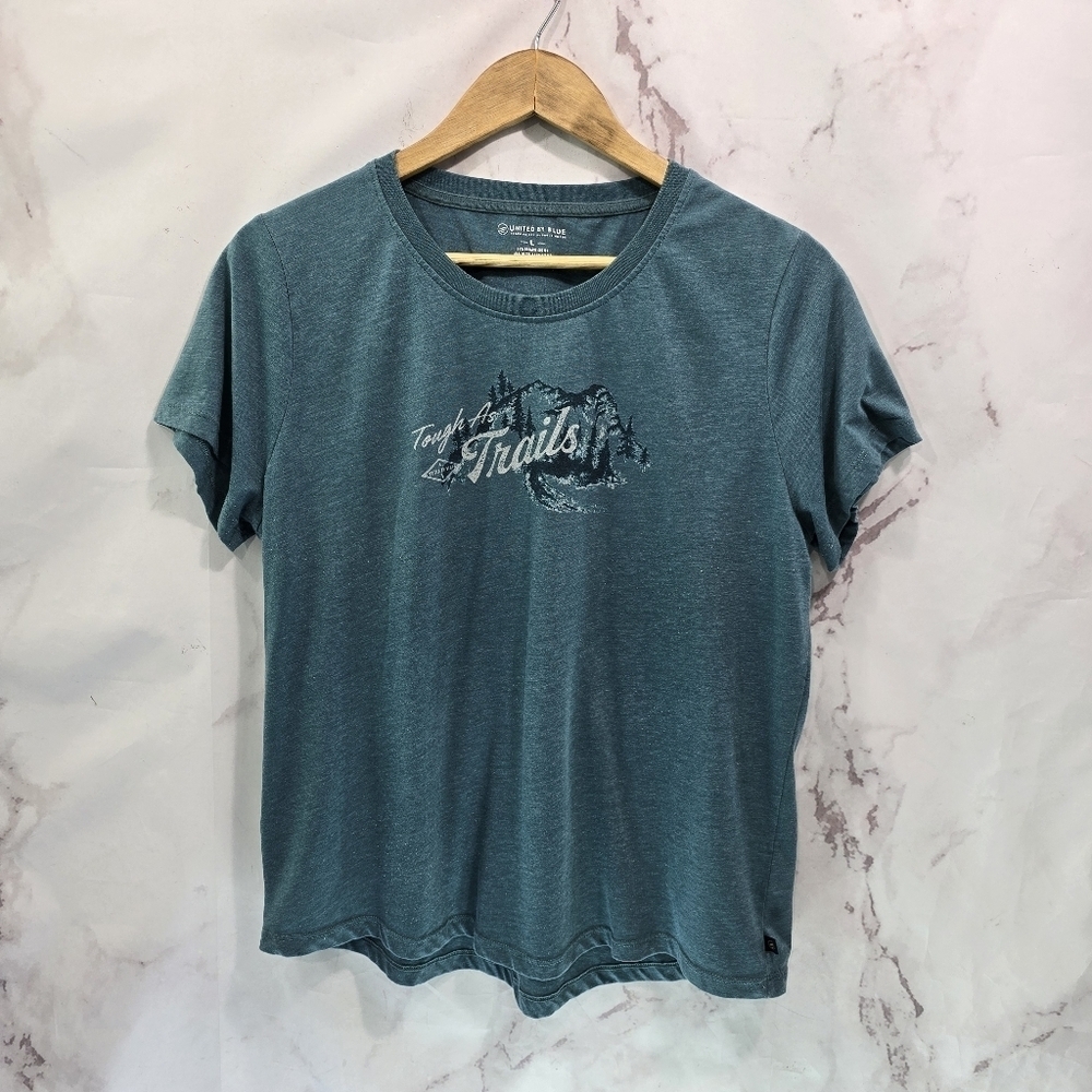 United By Blue T Shirt Womens Large Blue Tough As Trails Cotton Short Sleeve